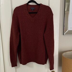 Lands' End Men's Deep Red V-Neck Sweater